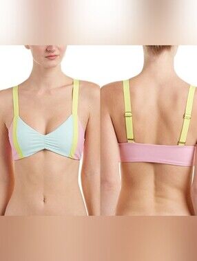 PilyQ Pastel Colorblock Bikini Top Size Large